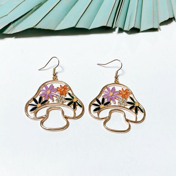Mushroom dangle earrings S69 - Picture 1 of 2